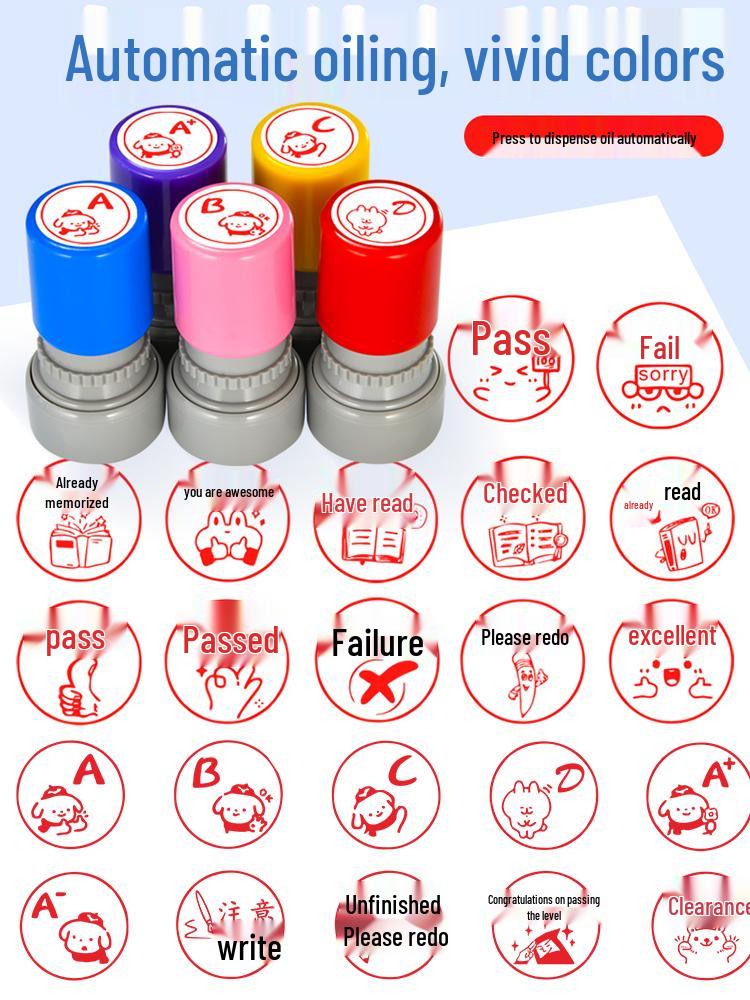 Ready-To-Use Reward Stamp for Teachers - Elementary Students 'Reviewed', 'Checked', 'Good', 'Passed' Comments