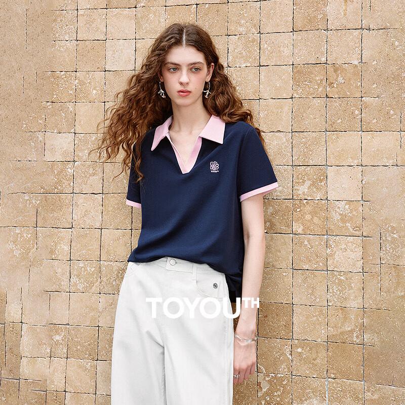 Chuyu Women s Preppy Colorblock Polo T-Shirt L