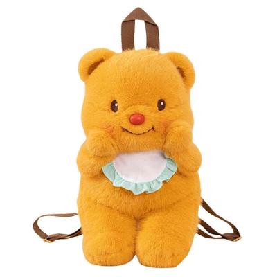 Sac en Peluche Tendance Ours Élégant Dessin Animé Beurre Animal Sac à Dos en Peluche pour Enfants et Adolescents Cadeaux de Noël