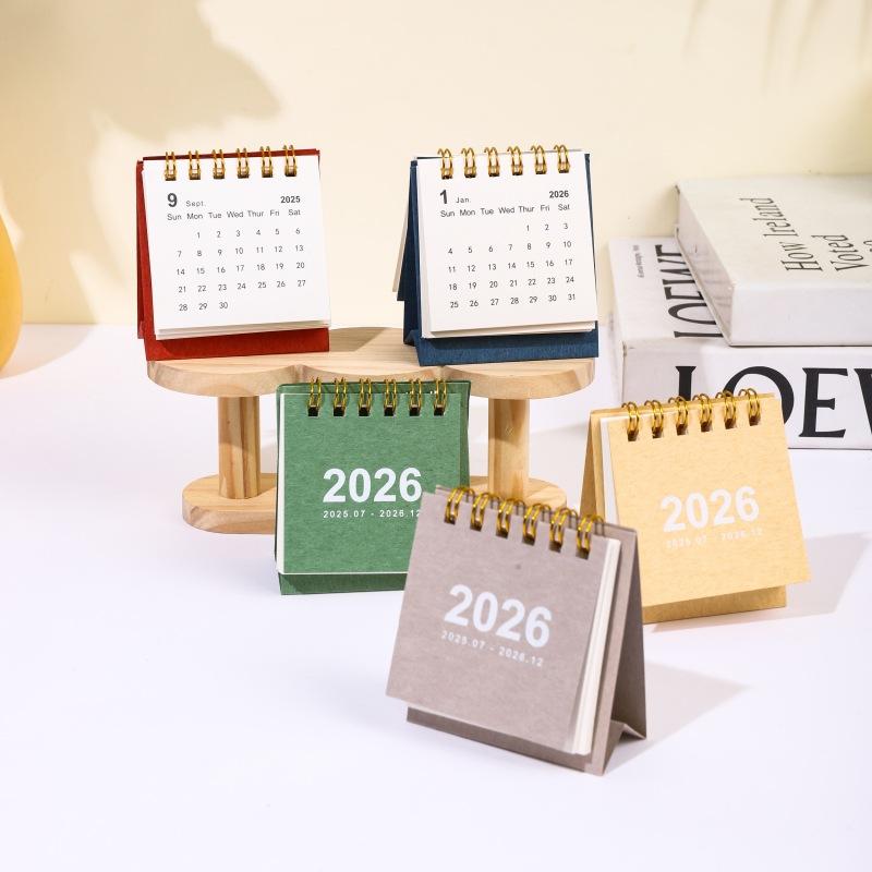 English 2026 2026 Mini Simple Small Desk Calendar Pocket Portable Daily Memo Calendar Planner Desktop Decor Office Stationery