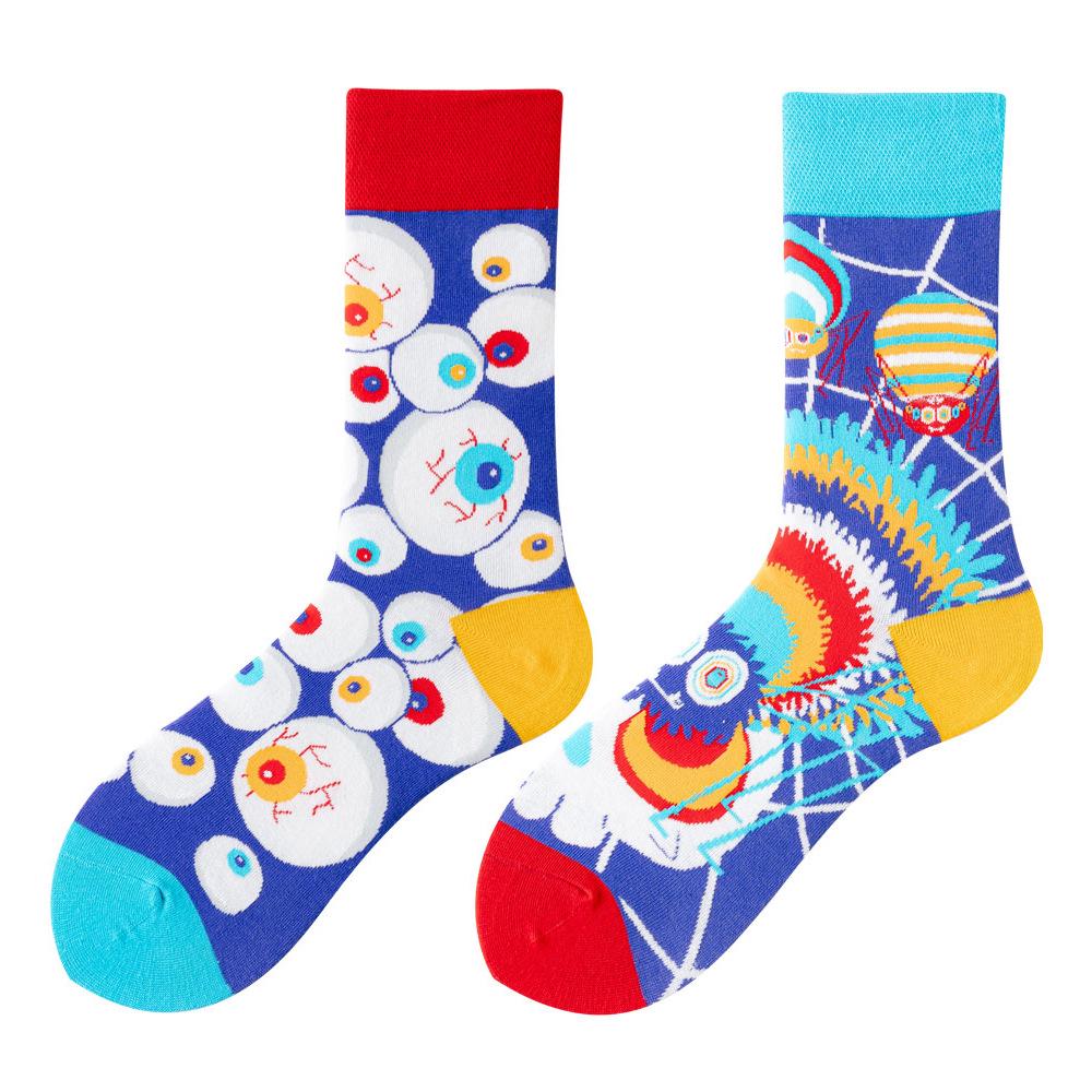 Asymmetric Colorful Christmas Cotton Socks for Couples