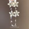 Silver needle zircon pearl flower fringed earrings holiday style fresh and sweet stud earrings light luxury high-end earrings