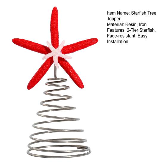 Starfish Christmas Tree Topper Starfish Decoration with Metal Spiral Wire