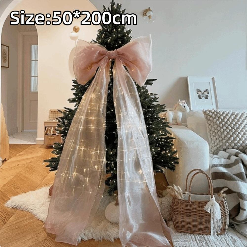 50*200cm Colgante Material de Organza Decoración Árbol de Navidad Lazo Navideño Gigante Decoración Exterior