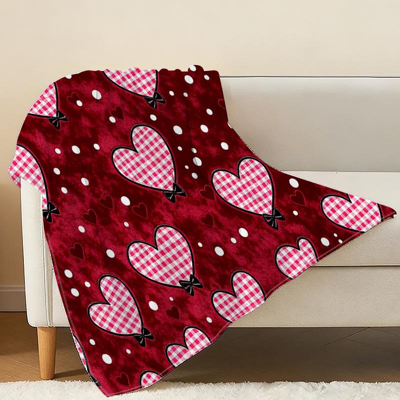 Multi-functional Flannel Fleece Blanket No Shedding Heart Series, Soft Warm Cozy Throw for Home, Valentine's Gift & Decor