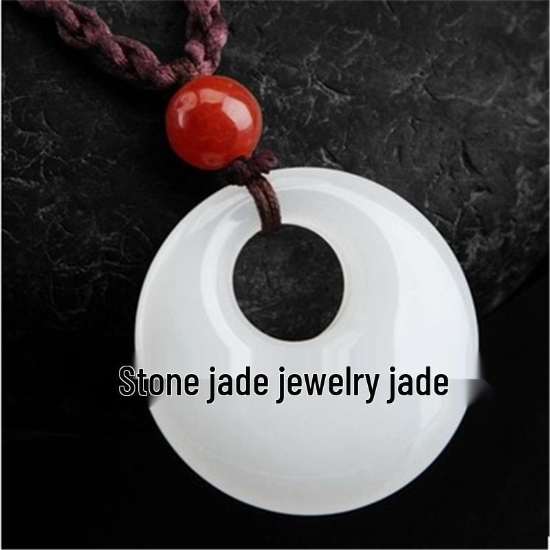 Mutton Fat White Jade Buckle Pendant Necklace from Xinjiang Hotan