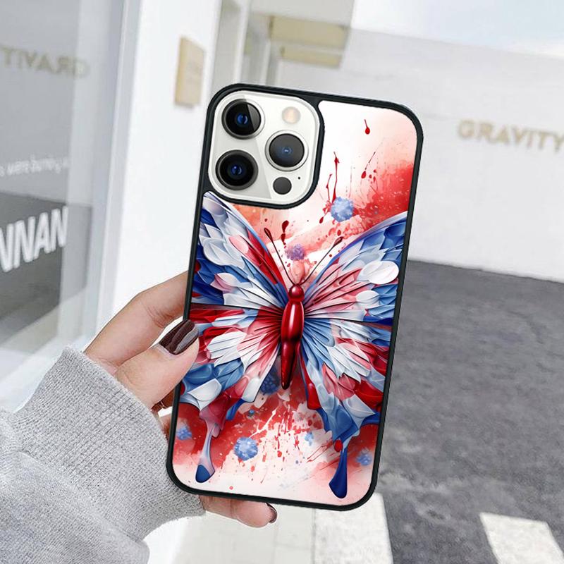 Blue Red Butterfly Phone Case For iPhone 17 Air 15 16 Cover  11 13 14 Pro Max 12 Plus Max Fundas