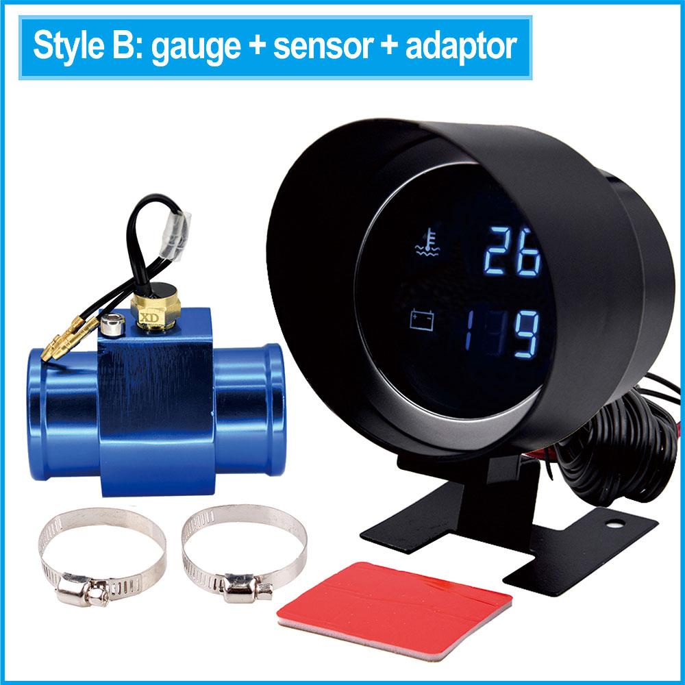 Auto Car Water Temp Gauge/Voltmeter For Cars 28 / 34MM Adapter 10MM Car Temperature Sensor NPT 1/8 Meter -10~110 Celsius 12V