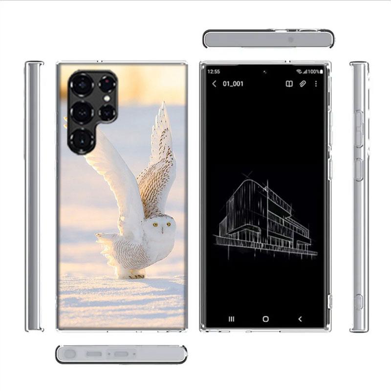 Snow Cute Owl Animal Capa Phone Case For Samsung S26 Ultra S25 Edge Galaxy S23 S21 S20 S24 FE S22 S10 Plus Cover Clear TPU Shell