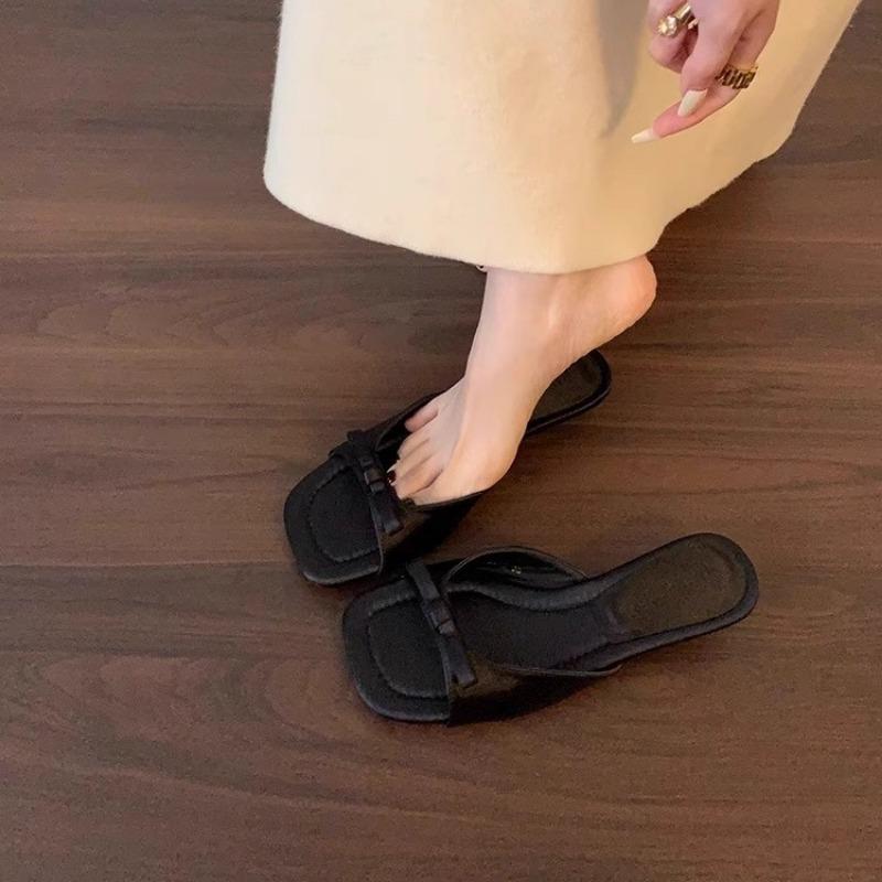 Silver slope heel small cool slippers fairy shoes new summer fashion outer wear niche one-word slippers