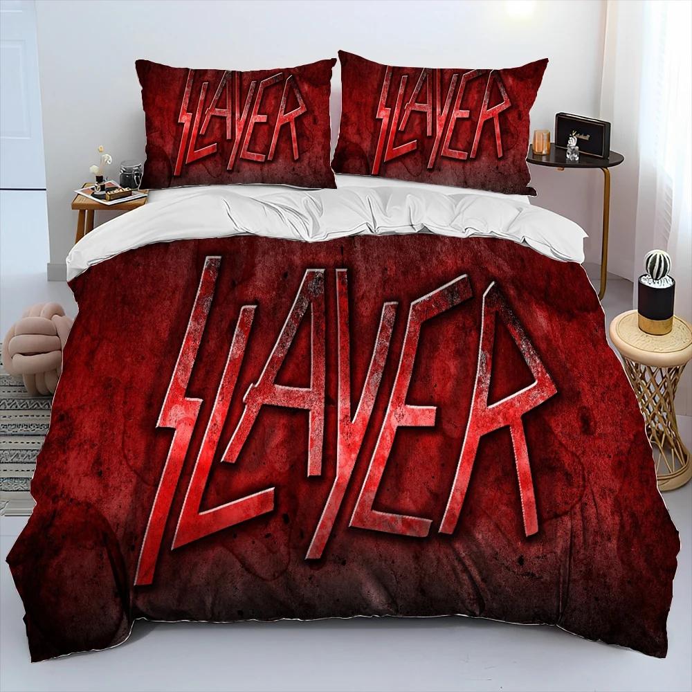 Slayer Heavy Metal Band Musik Bettdecken-Bettwäsche-Set, Bettbezug, Bettset, Steppdecke, Kissenbezug, King-Queen-Size-Bettwäsche-Set für Kinder