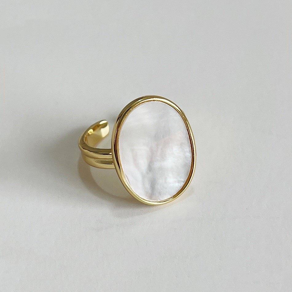Geometric Oval Adjustable Shell Ring - Elegant, Light Luxury, Trendy for Women Adjustable Open