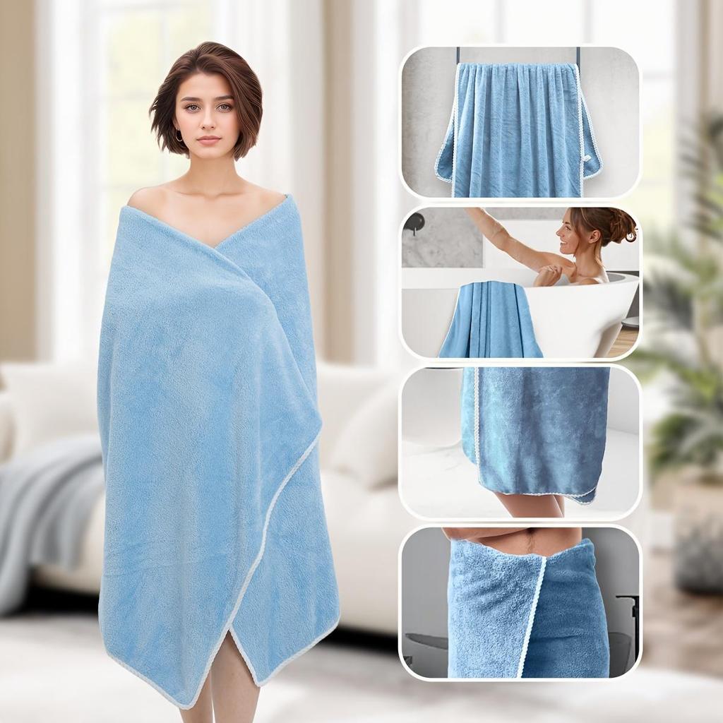 190*80 Großes Badetuch, Korallenfleece-Tuch Wasserabsorbierendes Weiches Badetuch