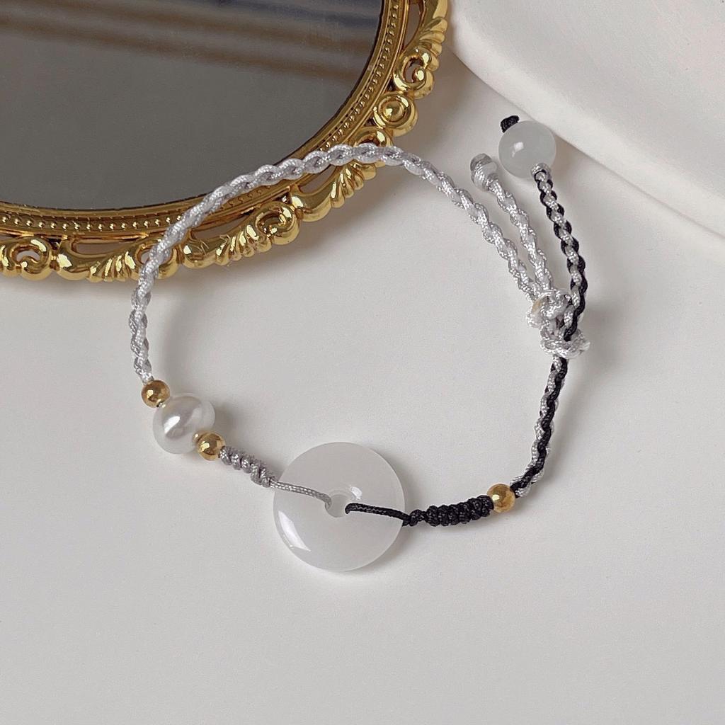 Niche Korean Beaded Hetian Jade Bracelet Versatile Style Pearl Jewelry Women'S Bracelet Bracelet