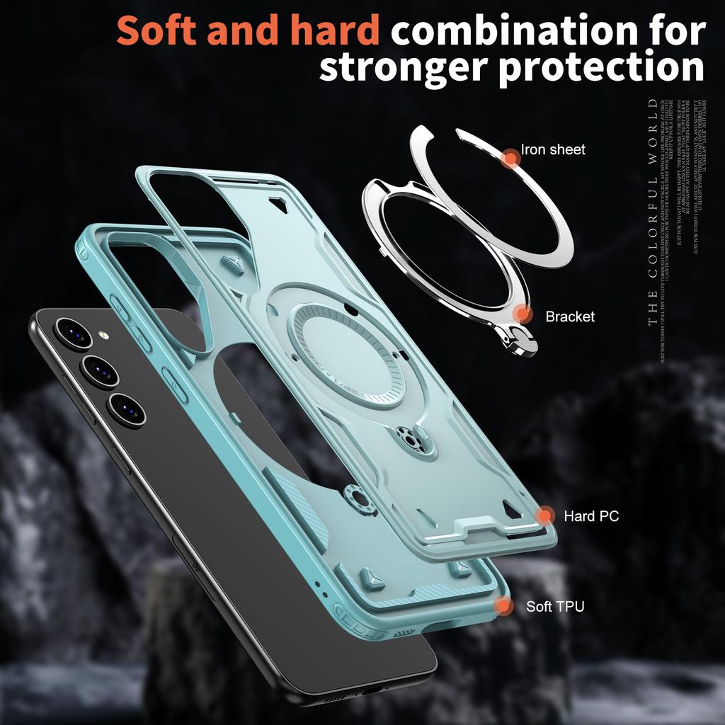 For Samsung Galaxy S23 Case Compatible with MagSafe Military Protection PC+TPU Kickstand Phone Cover