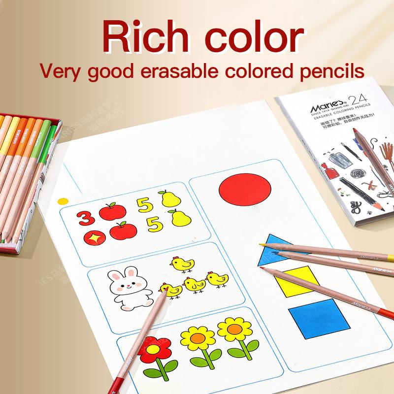 24/36/48pcs Erasable Colored Pencils for Students Artists Art Drawing Coloring School Supplies Erasable Colorful Pen Stationery