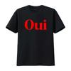 Minimalist Streetwear Red French Oui Slogan Print Casual T Shirt Vintage Washed Graphic Homme S