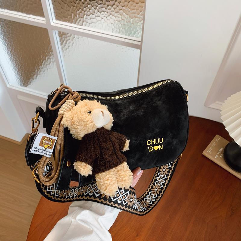Premium bag women's new autumn and winter retro fashion shoulder bag exquisite wide shoulder strap messenger bag