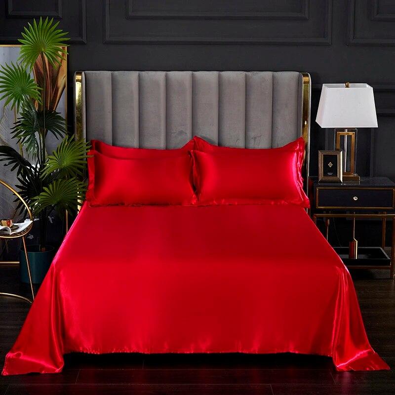 Fashionable Rayon Bed Sheets, Solid Color Single Double Bed And A Comfortable And Cool Mattress Cover 240x270cm /200x230cm.