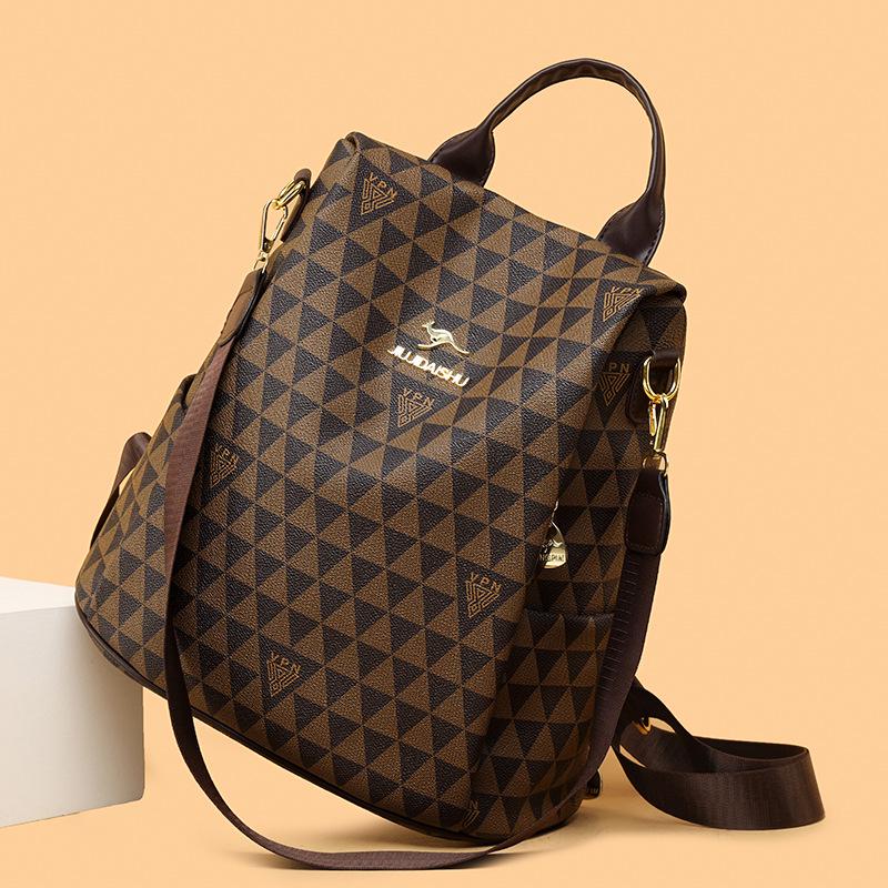 Versatile Floral Retro Backpack-Handbag: Multifunctional, Portable, Single/Double Shoulder, Large Capacity, Casual & Fashionable.