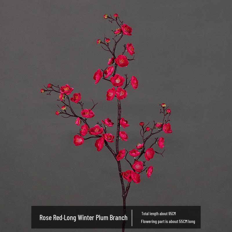 Artificial Plum Blossom Branch Decor - Winter Peach & Dried Flower Bouquet for Living Room, Chinese Home Decoration