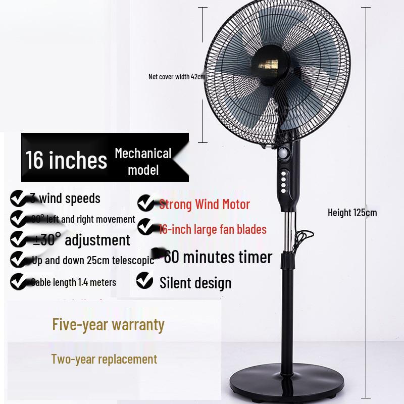 Silent Energy-Saving Oscillating Floor Fan with Remote & Timer