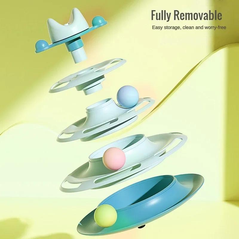 Funny Cat Hračka pro kočky Hračky pro kočky Inteligence Triple Play Disc Hračka pro kočky Míče Hračky s míčky Domácí mazlíčci Růžová Modrá Zelená Oranžová Produkty pro domácí mazlíčky