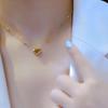High-End Titanium Steel Colorfast Heart Necklace - Women's Versatile Clavicle Chain with Peach Heart Pendant
