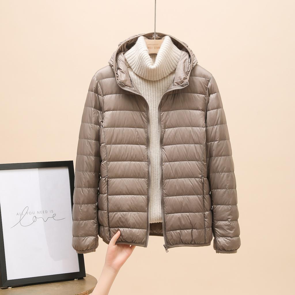Down jacket women's new short light and thin thickened warm slim white duck down fashion coat