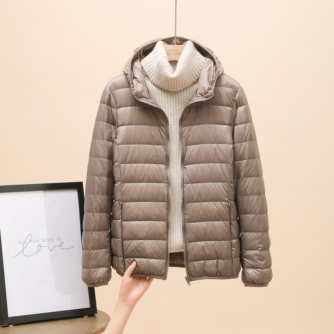 

Down jacket for women, new short style, light, thick, warm and slim Korean style white duck down fashion jacket 6XL