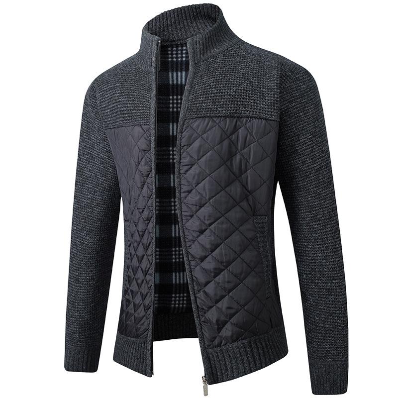 Men's Korean Style Thickened Warm Knit Stand Collar Zipper Sweater
