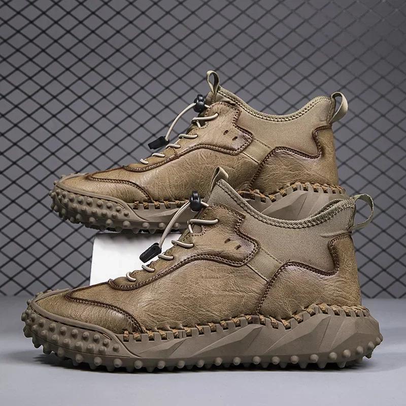 Fashion Mens Leather Casual Handmade Shoes Casual Ankle Boots for Man  Autumn Winter Outdoor Fashion Casual Shoes Male Hombres Botas
