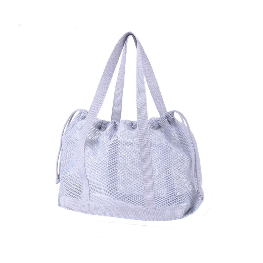Foldable Mesh Beach Bag Drawstring Closure Large Capacity Toiletry Storage Bag Breathable Washable Toiletries Organizer Shopping