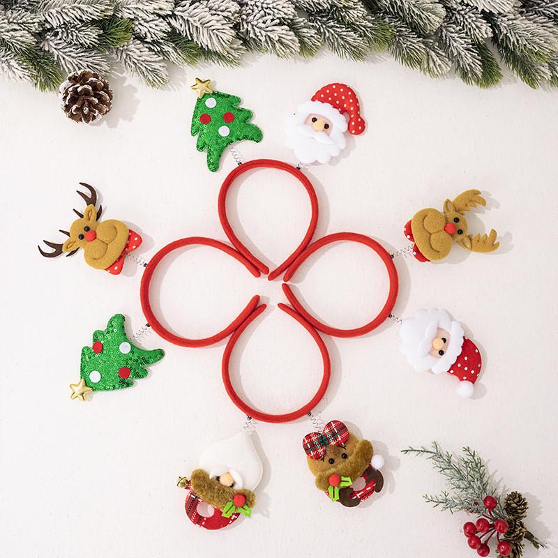 Cartoon Themed Christmas Headband With Santa Claus Elk And Tree Decoration
