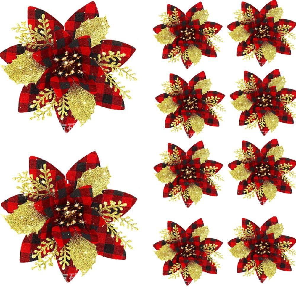8pcs Snowflake Like Christmas Tree Flowers Gold/Silve Party Decoration Christmas