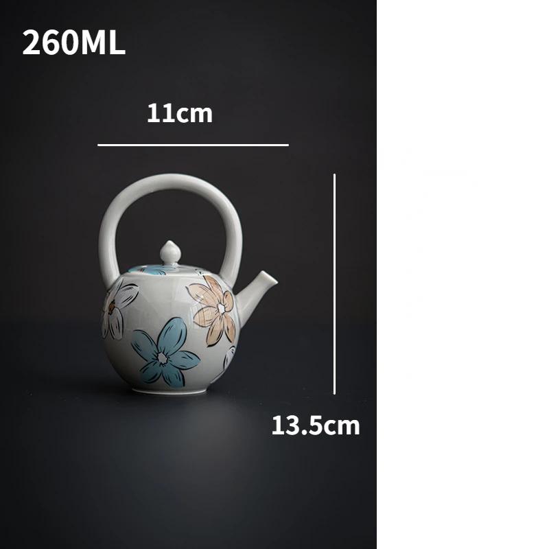 Japanese Cherry Blossom Ceramic Teapot Teacups Creative Ice Gray Glaze Teapot Household Kung Fu Tea Set Tea Storage Jar