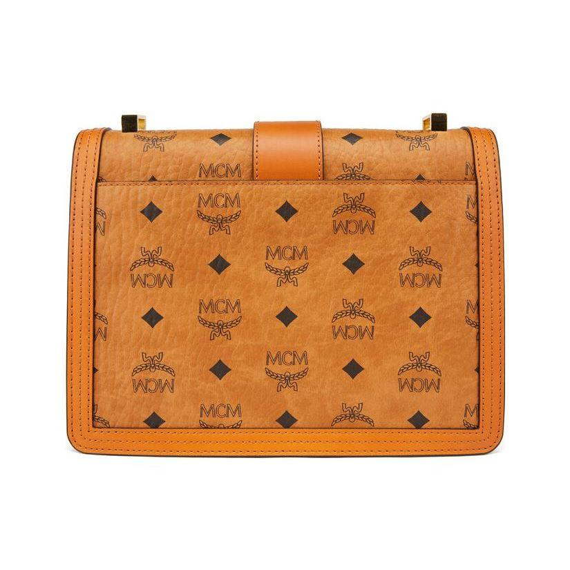 MCM Abnehmbarer Verstellbarer Schultergurt Monogramm-Print Beschichtetes Canvas Umhängetasche Mittel Damen Umhängetasche Braun Cognac MWSBSXT02CO001