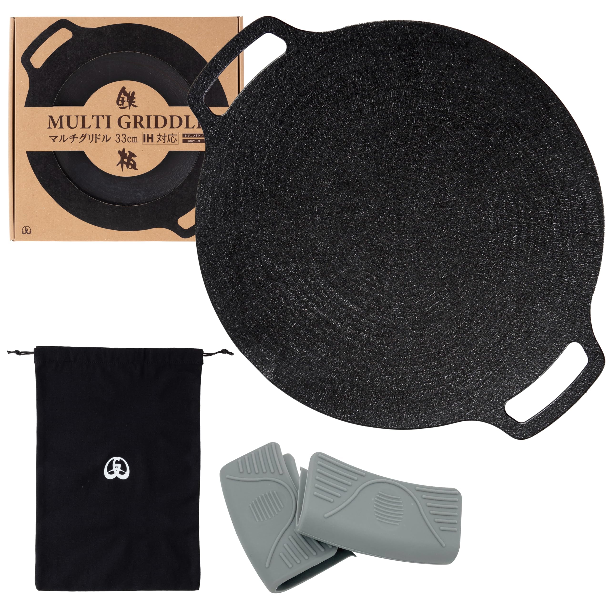 

JHQ 33cm Storage Case and Gray Authentic Suitable for Bonfires and Open No Seasoning Ideal for Outdoor and More Flat-Type Multi-Griddle, (Includes чорний