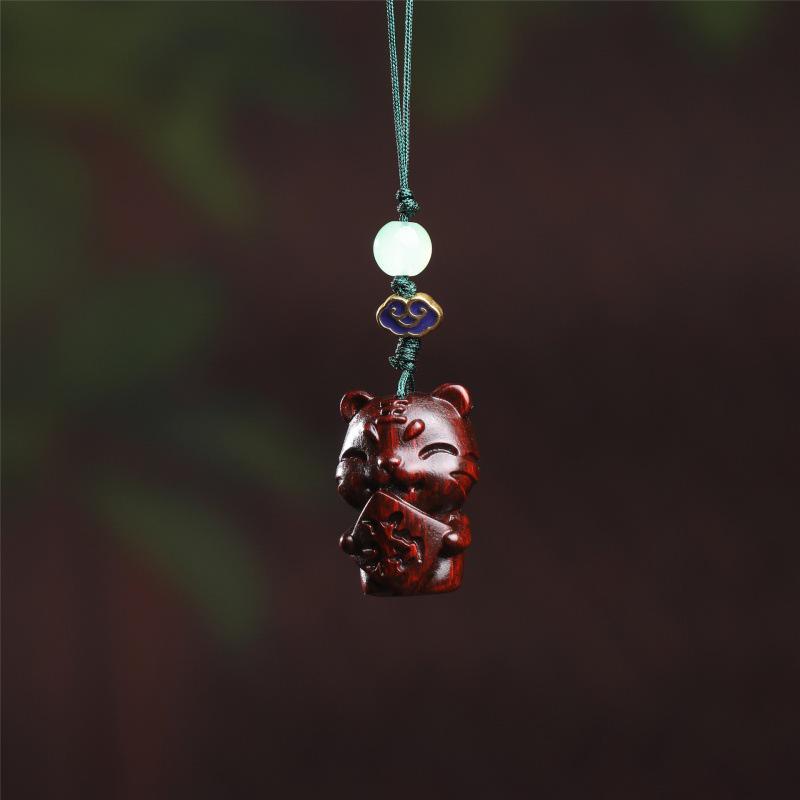 Зодиакальный брелок для телефона «Благословение Тигра»: Креативный деревянный резной кулон и брелок в подарок