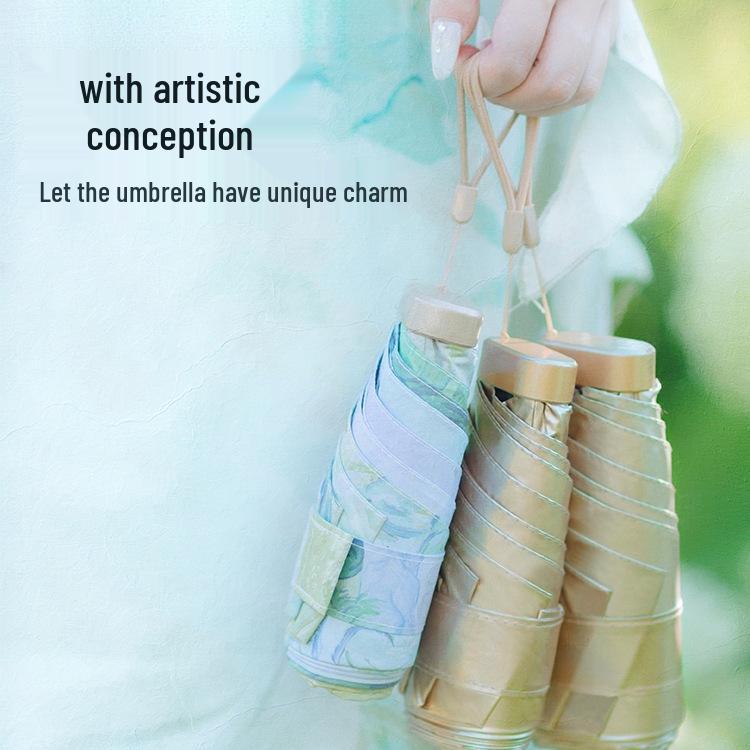 Compact Five-Fold Sunshade Umbrella: Portable, UV-Protective, Ideal for Sunny and Rainy Days