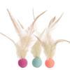 3Pcs Solid Biting Cat Interactive Ball Toy with Feathers Self Fun Cat Toy Bouncing Balls Interactive Play Elastic