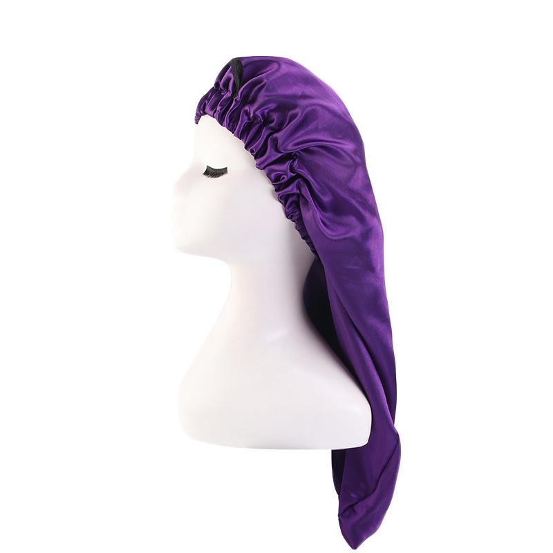 Satin Nightcap, Elastic Buckle Long Tube Hair Care Cap, Dual-Purpose Long Hair Cap, Shower Cap, Headscarf Hat