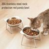 Elevated Pet Bowl Stainless Steel Raised Cat Bowl Tilted Pet Bowl with Removable Stand Cute Ears for Cats Dogs Neck