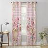 Valentine'S Day Gnome Floral Plaid Window Curtains for Living Room Bedroom Curtain Modern Kitchen Blinds Drapes Curtains