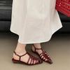 Fashion SUOJIALUN 2025 Summer New Brand Women Sandal Shoes Fashion Narrow Band Ladies Ankle Starp Slingback Shoes Soft Flat Heel Slides