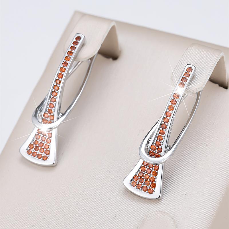 

1 пара сережек-капель из розового золота с геометрическим дизайном и цирконием для женщин, модные повседневные ювелирные украшения в подарок красный/серебряный