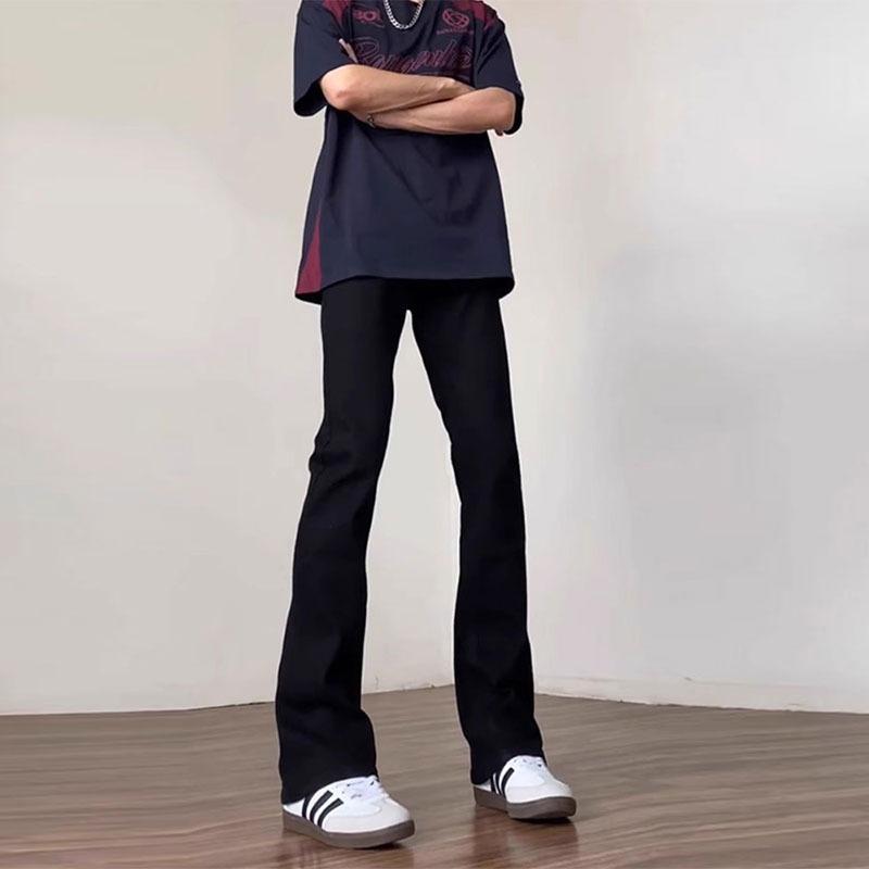 

American vibe micro-flared pants high street trendy brand spring and autumn slim-fitting jeans men s thin thin narrow straight-leg pants 3XL