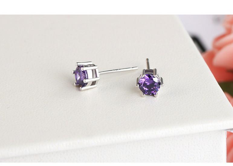 S925 Sterling Silver Six-Prong Diamond Stud Earrings for Women - Simple, Small, Hypoallergenic, Ideal for Students & Piercings, Sleep-Friendly