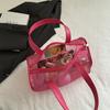 ins wind translucent PVC tote bag large capacity portable shoulder jelly bag cute souvenir gift bag