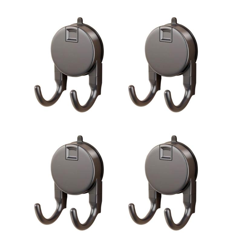 

Practical Suction Cup Hooks Wall Hangers with Duals Hooks Kitchen Bathroom Accessories Organizers Towel Holder сірий колір
